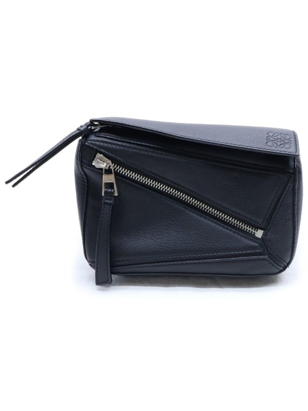Loewe Puzzle Mini Bum Bag Black Leather Silver